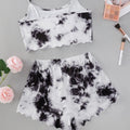 New women's tie-dye loungewear set for export: english "dream" print cami top and tie-dye shorts