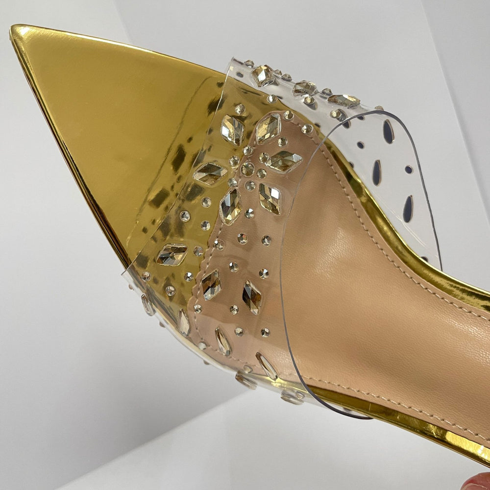 Xd huizhou 2026 autumn new snowflake rhinestone high heel slippers - european & american style, chic, versatile, silver pointed toe