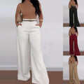 new women's cross-border e-commerce fashion: elegant and chic straight-leg trousers - high-waisted, drapey, versatile wide-leg formal pants