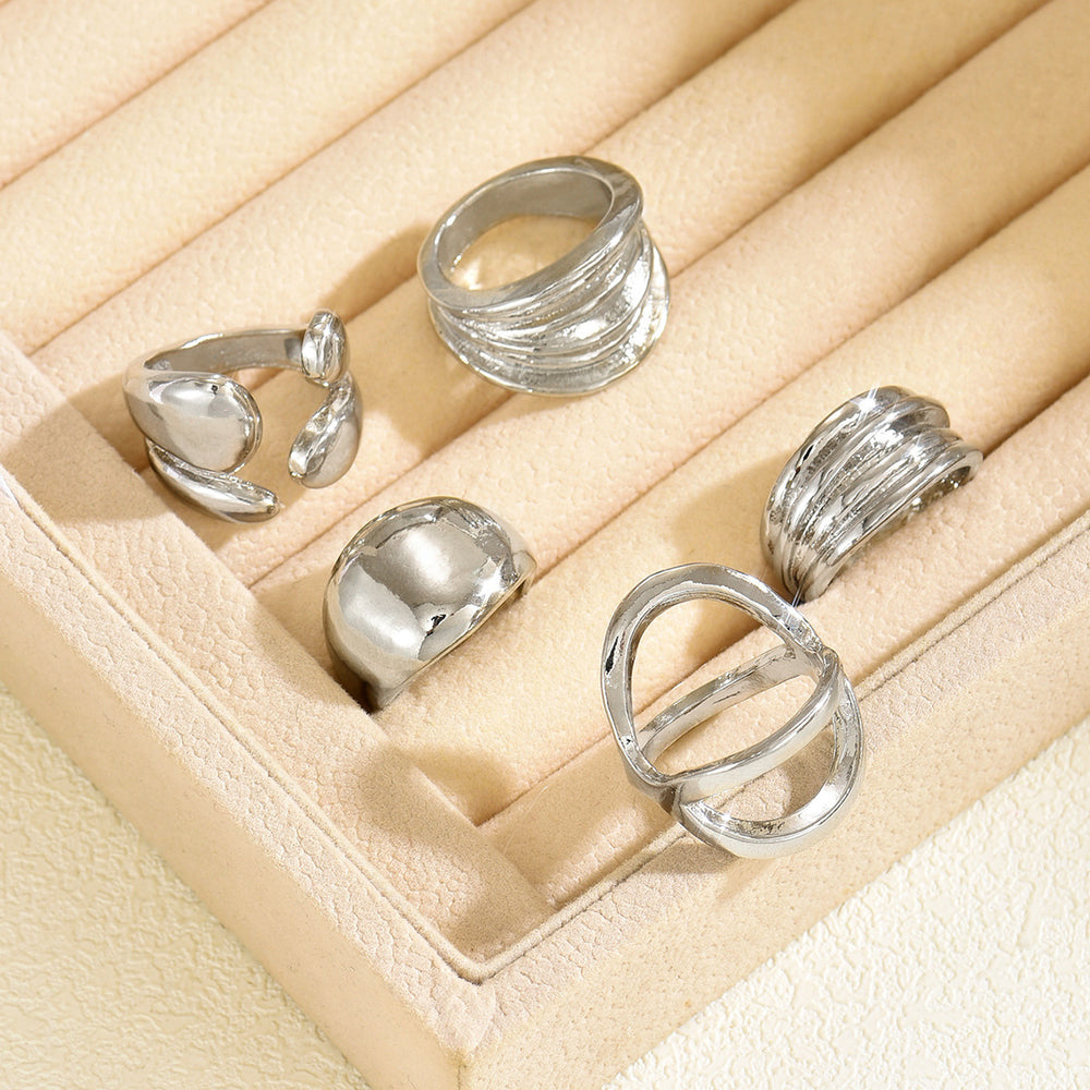 Simple multi-layer winding ring suitfashion cold style metal glossy fashionretro knuckle plain ring jewelry