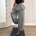 Amazon  spring/summer new fashion plaid high-waisted wide-leg joggers with elastic ankle cuffs
