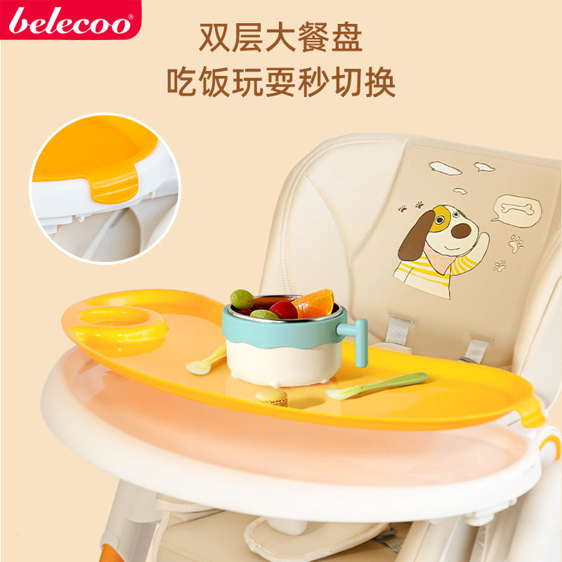 Bellico Children's Dining Chair Multifunctional Baby Dining Chair Foldable Portable Baby Dining Table Eating Seat