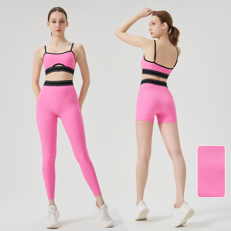 New arrival cross-border sports bra threaded yoga suit bra running fitness topsfashion suspender yoga suit