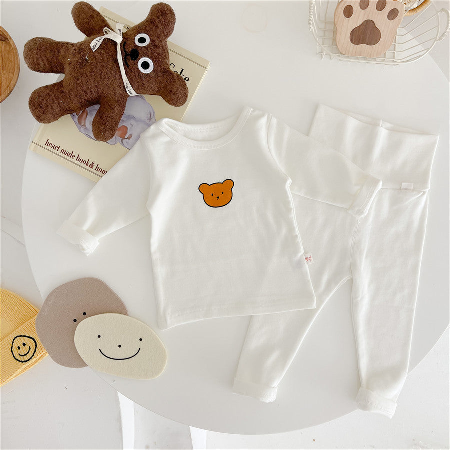 new korean style ins-style spring/autumn baby thermal underwear set - belly protection, loungewear, and sleepwear