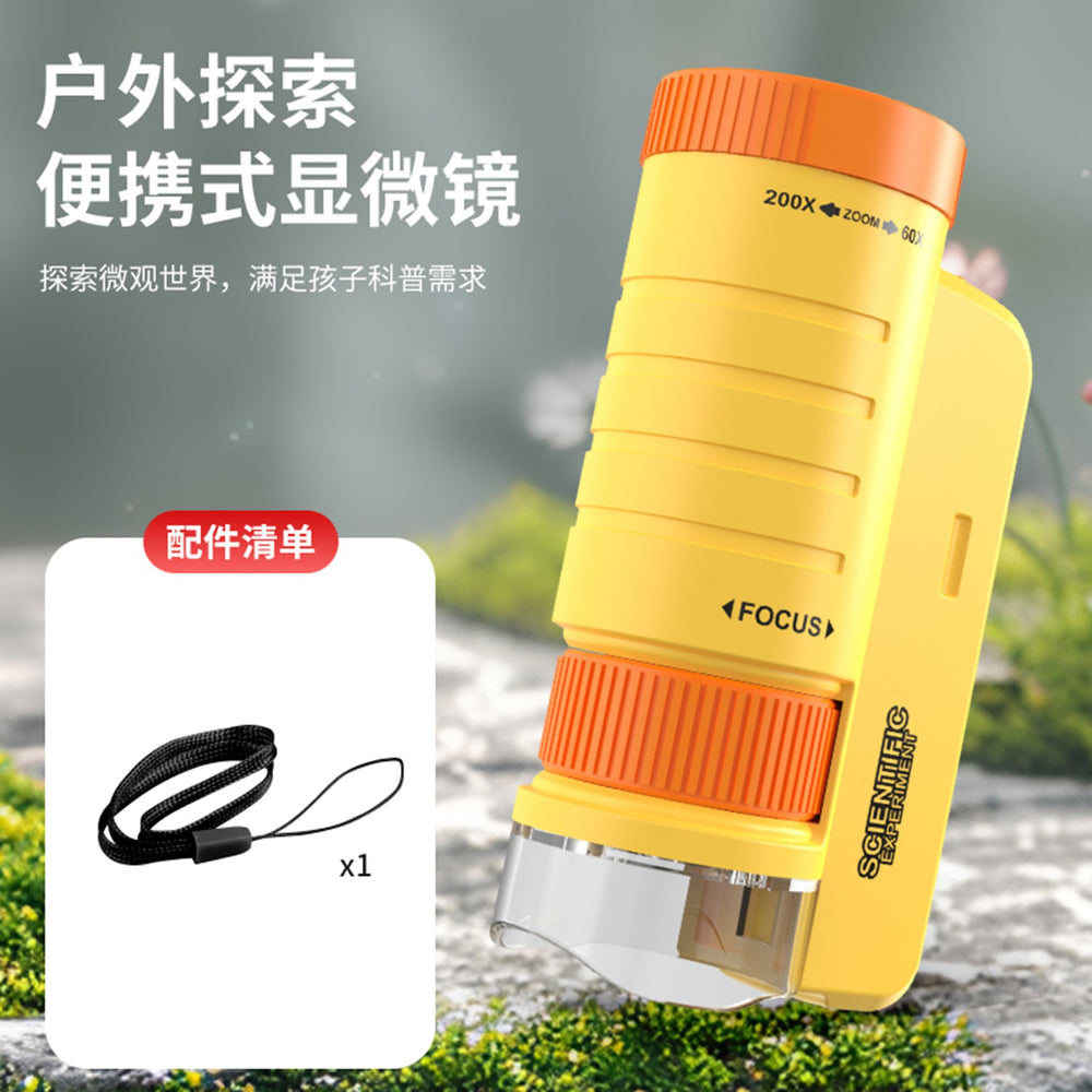 Kids' portable handheld microscope toy with stand - high-definition outdoor science experiment equipment for elementary and middle school students