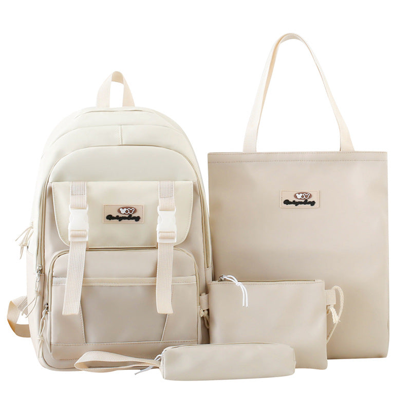 School bag, primary and secondary school student backpack 2025 new large-capacity four-piece set, school bag, tutoring bag, fashionable student backpack.
