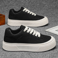 Men's 2026 new summer breathable casual skate shoes - unique design, chunky sole, height increasing, non-slip, wear-resistant, trendy black sneakers