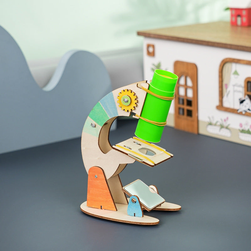 Microscope wood technology small production homemade handmade DIY assembly maker STEAM educational equipment package scientific experiment