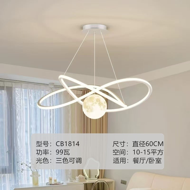 Bedroom chandelier simple creative geometric ring moon children's room light Nordic Internet celebrity intelligent restaurant bar lighting