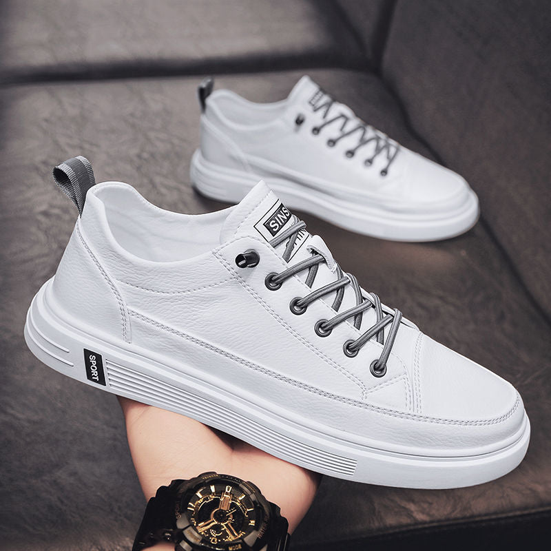 Men's spring 2026 new white sneakers: trendy skate shoes, bestselling versatile casual leather shoes, summer athletic white sneakers