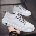 Men's spring versatile casual leather shoes - new korean style trendy breathable sneakers - white shoes