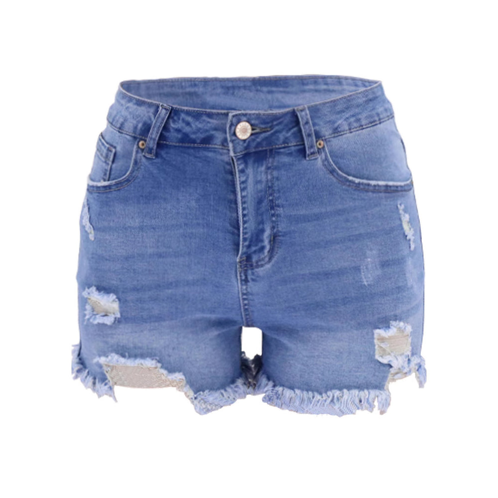 Xintang denim capital: women's distressed denim shorts,  new ins trendy capri shorts, washed denim shorts