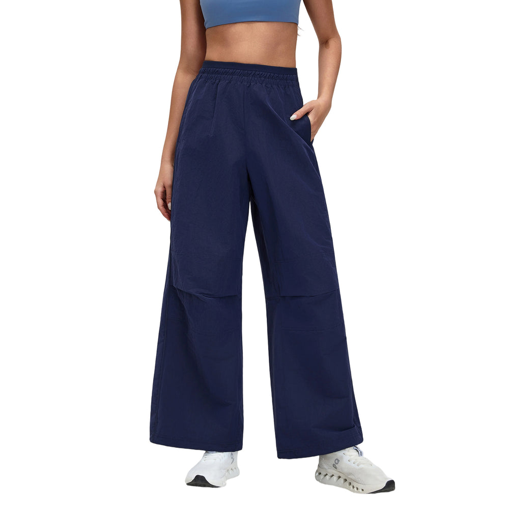 New women's high-waisted casual sweatpants - loose fit straight leg cargo pants, water-resistant, ideal for outdoor hiking and trekking - d26044