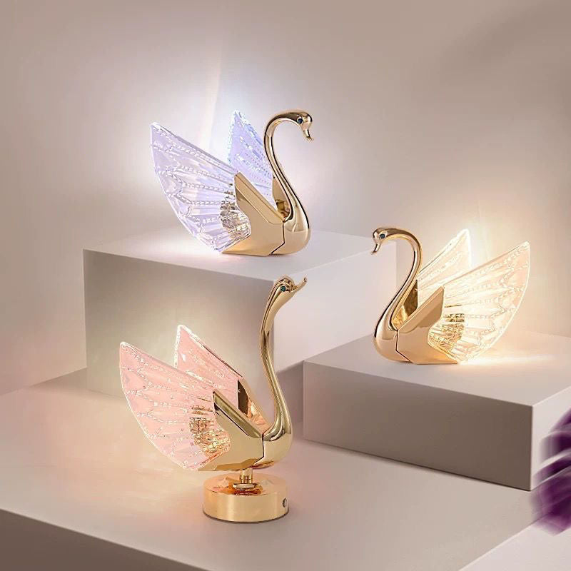 Swan table lamp new arrival table lamp high-end wedding gift popular bedside table charging ins style bedroom bedside lamp