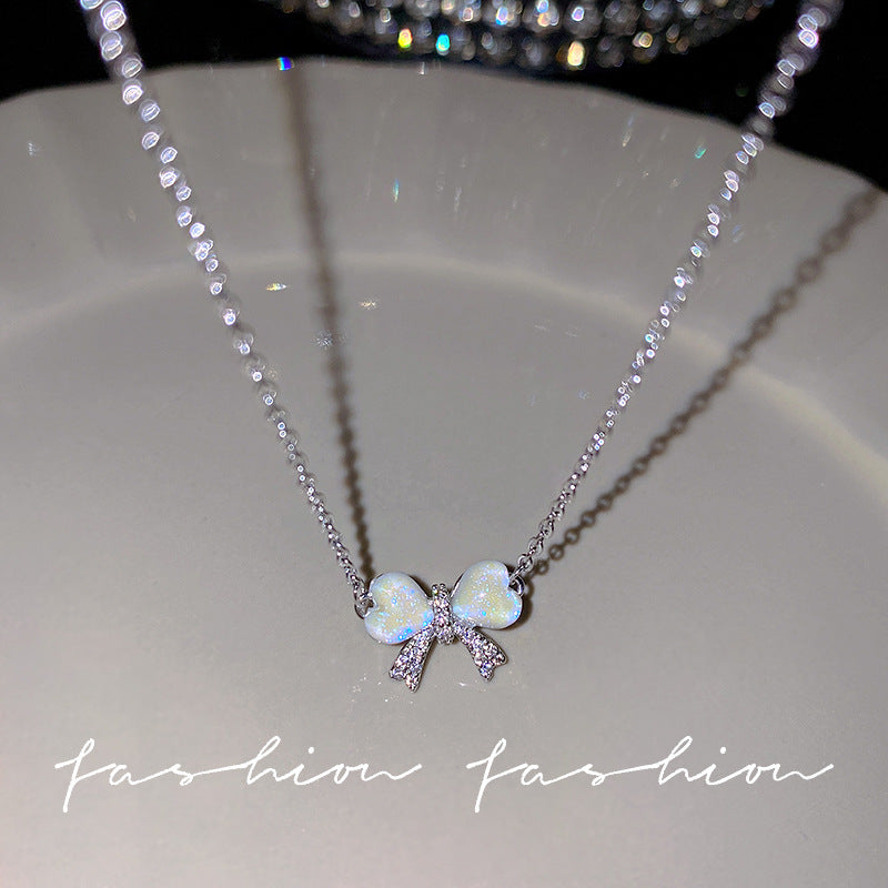 Korean ins style pearl zircon titanium steel necklace for women easiest for matchniche styleclassy sense clavicle chain fairy jewelry wholesale