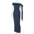 European and american style slim-fit elegant one-shoulder bandeau tie-up dress - fashionable solid color women's party gown