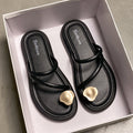 Super popular toe-toe sandals for women, new summer korean style, versatile flat bottom vacation casual beach shoes, popular shoes