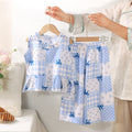 Kids' lace-trimmed skirt and pants set pajamas - new summer styles for lounging and strolling - girls' sleeveless outfit - cross-border e-commerce