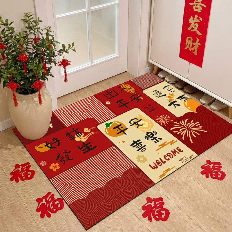 Entrance door floor mat, door mat, red door mat, new house, housewarming, new arrival, soft suede door carpet