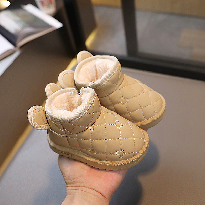 Baby snow boots winter style fleece-lined cotton shoes infant kids toddler shoes kids baby shoes k-style milk tea ears