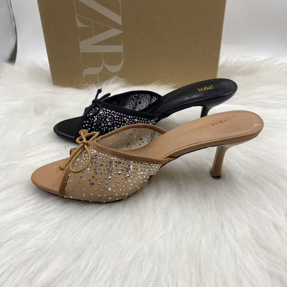 Za's 2025 new women's shoes: low-heeled, elegant, socialite-style pumps with closed toe, low-cut design, and ankle strap