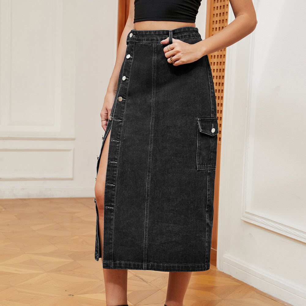 Fashion cross-border foreign trade independent station  new hot girl semi-elastic denim workwear casual skirt skirt for women
