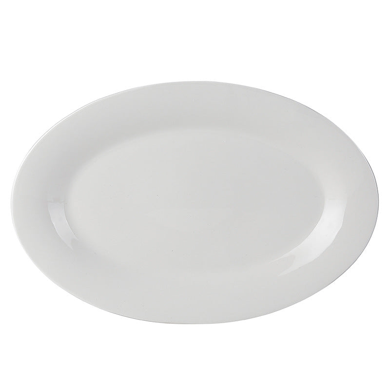 Pure white ceramic fish plate for homeclassy oval large plate western food hotel round plate tableware steak plate