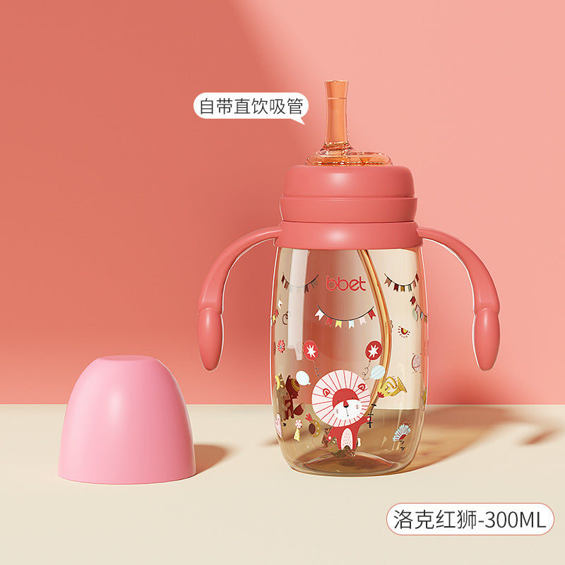 Dual-use straw cup for toddlers (1-2-3 years) with handle - leak-proof ppsu sippy cup for babies and young children - anti-choking design for learning to drink