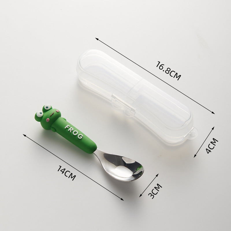 New creative cartoon dinosaur soft-handled children's coin-shaped spoon, cute style stainless steel spoon, student tableware wholesale