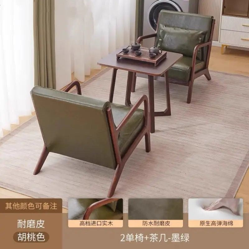 Balcony tea table and chair combination small apartment one table and two chairs household solid wood simple three-piece set reading and drinking tea cp