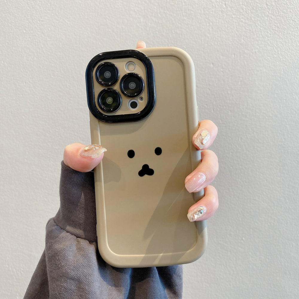 Puff shell suitable for apple 16pro cute emoticon bear mobile phone case iphone12 all-inclusive anti-fall soft case