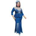 African cross-border sourcing:  new slim-fit, heavily embellished hotfix rhinestone plus-size maxi dress, high-waisted, elegant two-piece set