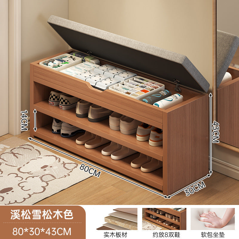 At the beginning of one piece, the shoe change stool is at the door of the household, the shoe rack can be seated at the door, the shoe cabinet is integrated with the stool, the entrance cabinet, and the storage cabinet.