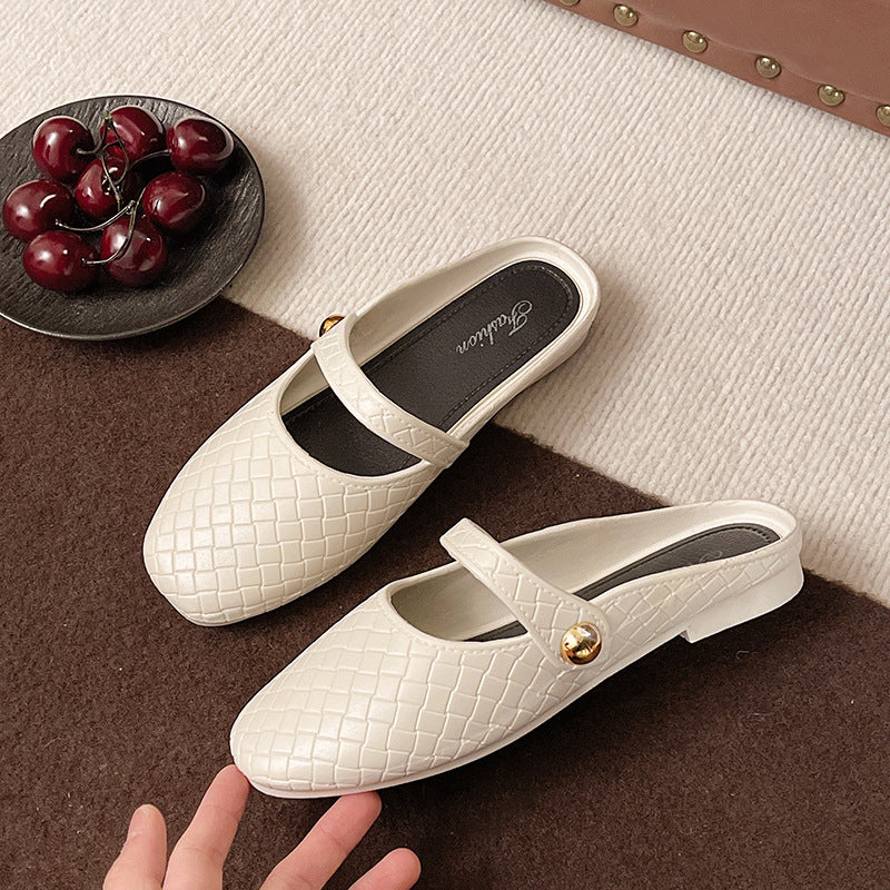 2024summer baotou slippers women's popular ins simple lazy western style sweet fairy style one-line sandals for women