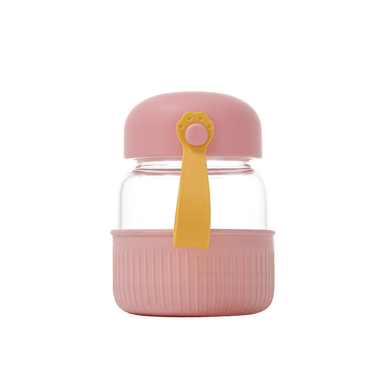 New portable mini tumbler with lid, 300ml glass cup - stylish and trendy coffee mug for women