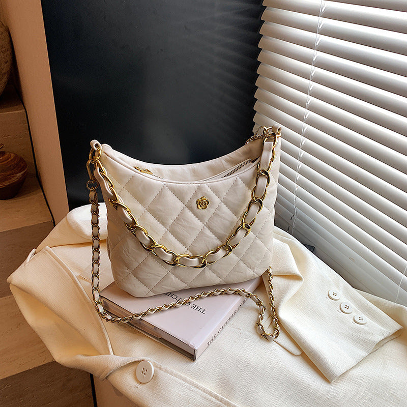 Rhombus chain bag women's 2023 new trendy fashion retro underarm bag niche texture shoulder bag crossbody bag