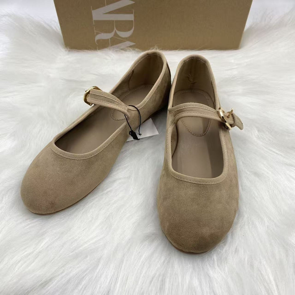 Za mary jane flats shoes women's sense of designniche style2025 slip-on doudou shoes women's soft bottom with skirt