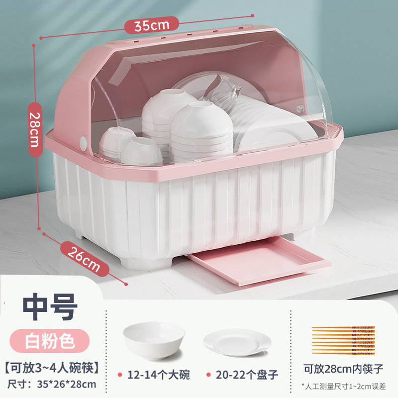 Golden Cat Kitchen Drain Cupboard with Lid Bowl Box Dishes Plates Chopsticks Cutlery Household Shelves Storage Box