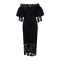 women's new one-line collar lacepatchwork banquet evening dress lantern sleeve ol bridesmaid dress exportdress