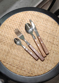 Factory direct sales scandinavianins style 304 stainless steel huanghuali wooden handle knife, fork, spoon, tea spoon, western food tableware suit