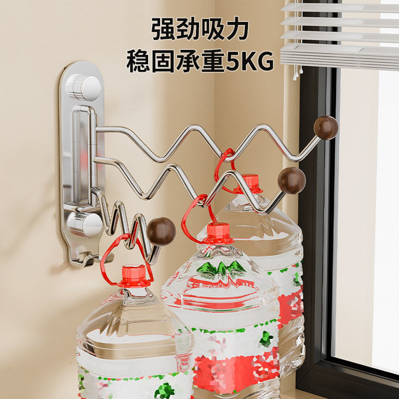 Stainless steel kitchen rag rack storage rack dishwashing sink window sill drain rack wall-mounted multi-pole rotate bracket
