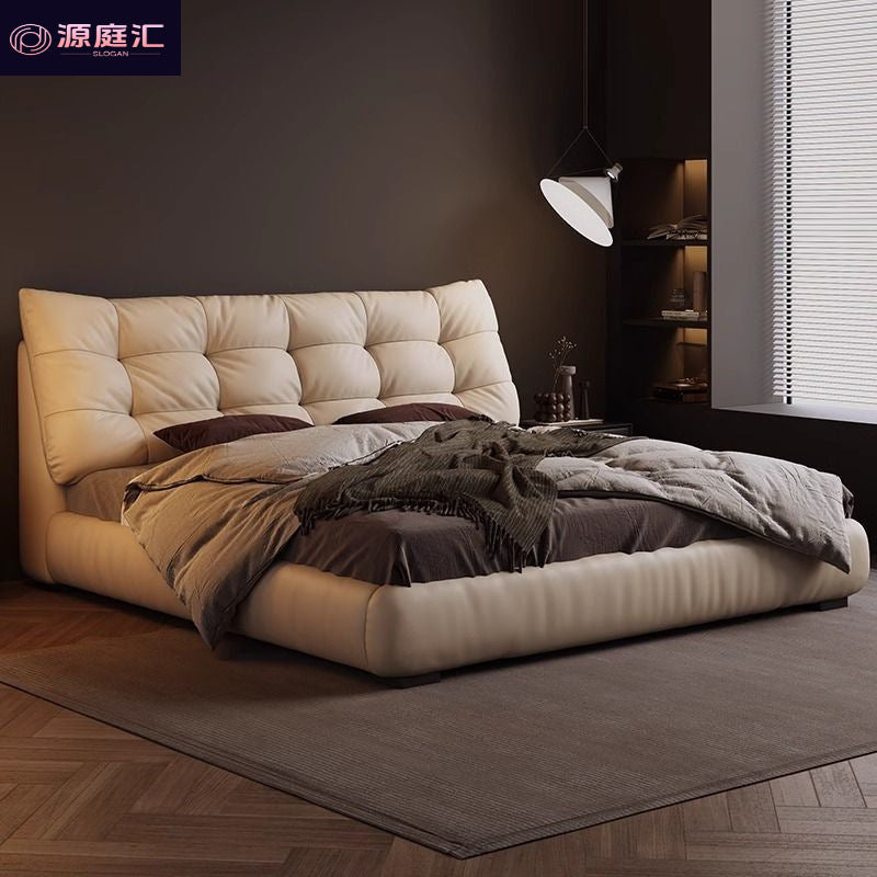 Master bedroom black leather bed 1.5m storage low box wedding bed casualaccessible luxury double bed 1.8m cushion upholstered bed