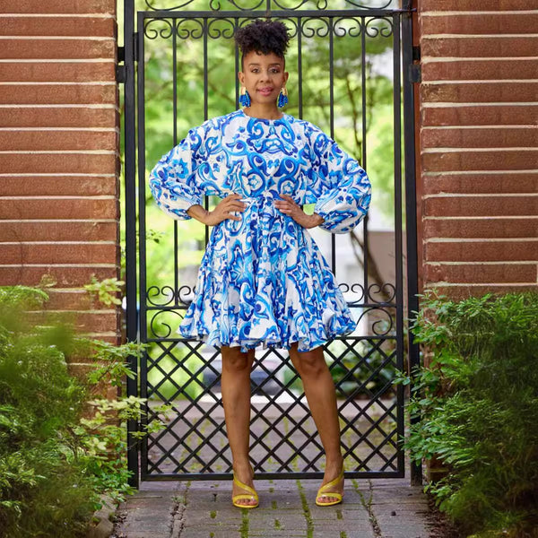 S10827 European and American, sexy printed strap pullover loose big skirt dress