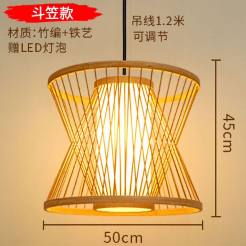 Japanese chandelier restaurant light tatami light new Chinese bamboo lamp zen light tea room light Chinese style bamboo art lighting