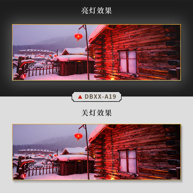 Farmyard Northeast Snow Scene Decorative Painting Rural Folk Scenery Wall Painting Iron Pot Stew Restaurant Light Box Hotel Hanging Painting