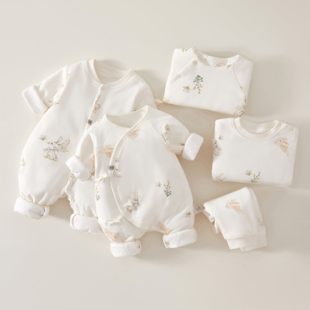 Babibele autumn/winter lightweight cotton romper, quilted newborn butterfly onesie, super cute newborn baby bodysuit
