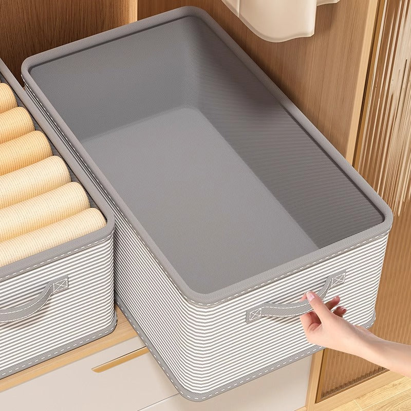 Clothes storage box Household wardrobe layered finishing box Pants clothing fabric folding storage basket layered artifact