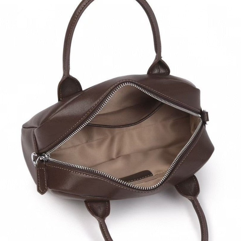Genuine leather women's handbag 2024 autumn/winter new retro tote bag large capacity shoulder bag fashion commuter crossbody bag