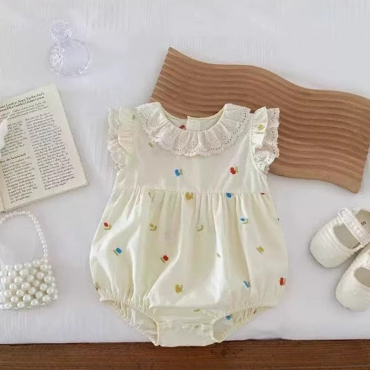 Baby clothes  summer clothing for infants and young children, baby girl's romper, full moon and 100-day western style fashion outing clothes