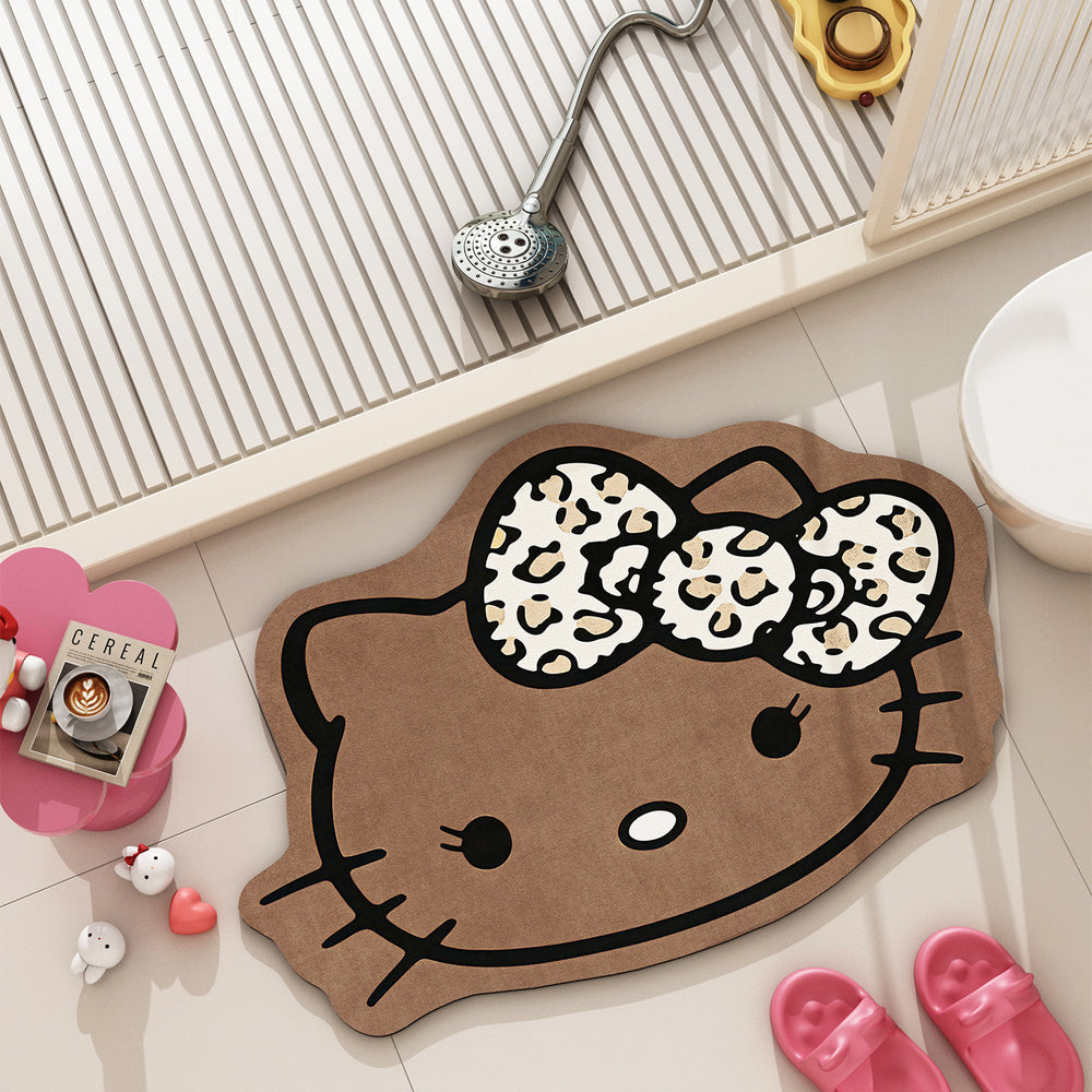Fresh green bathroom absorbent floor mat cute kitty bathroom non-slip mat quick-drying foot mat bathroom carpet